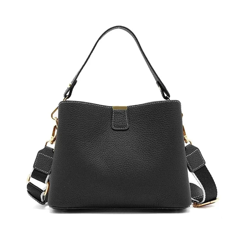 Sac seau cuir taupe femme Noir