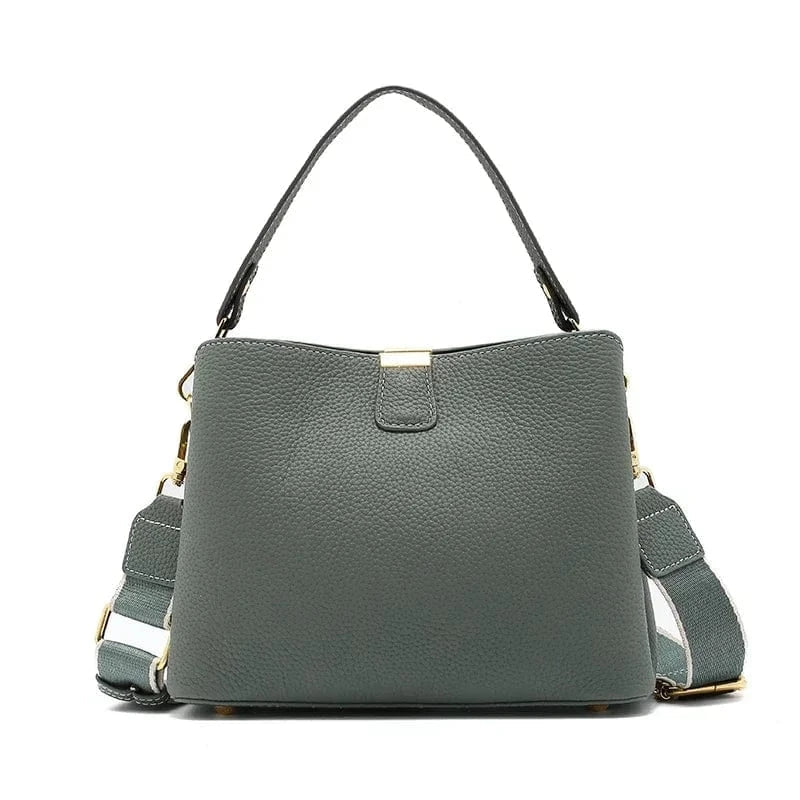 Sac seau cuir taupe femme Vert