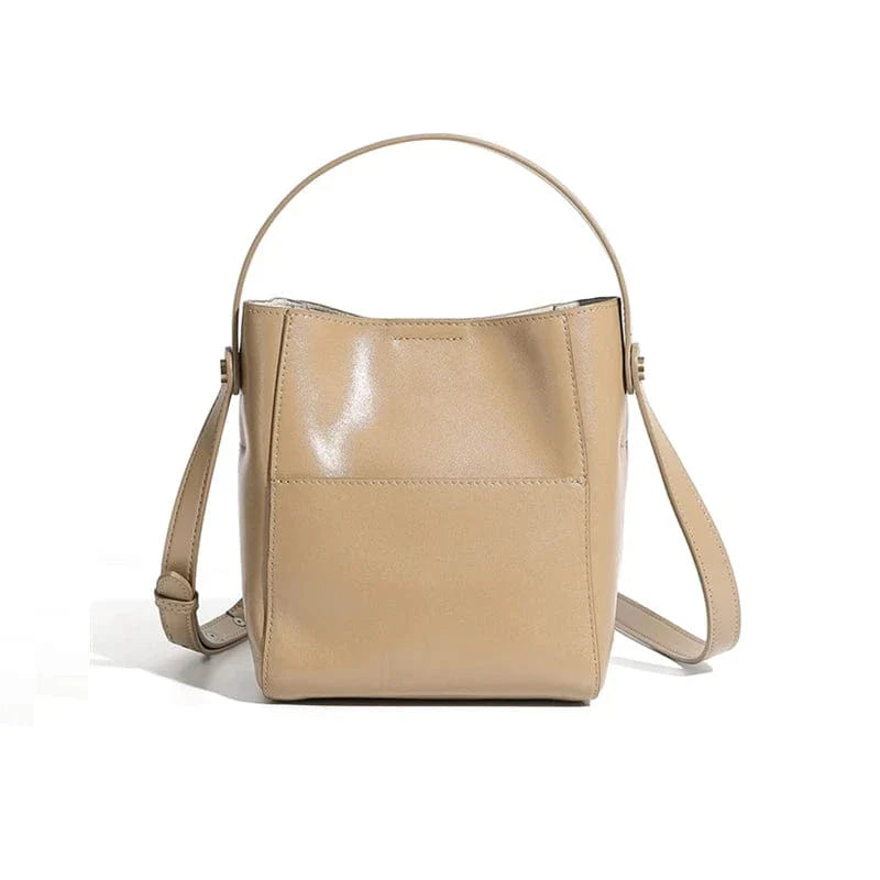 Sac seau en cuir brillant Beige
