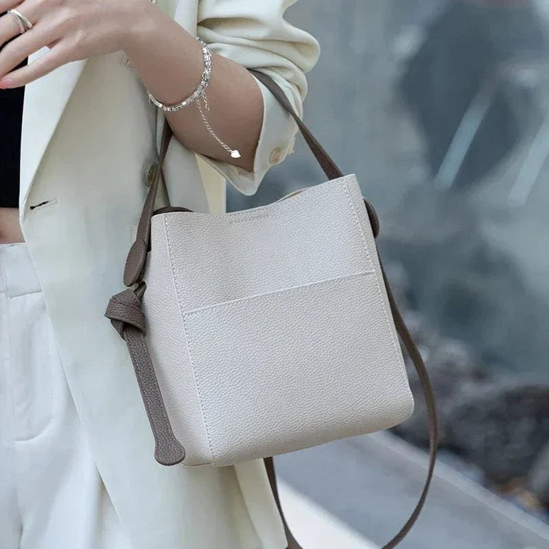 Sac seau en cuir chic Blanc