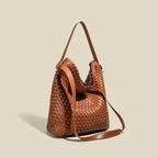 Sac seau tressé cuir