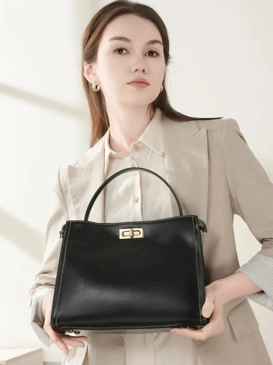 Sac trapèze en cuir lisse