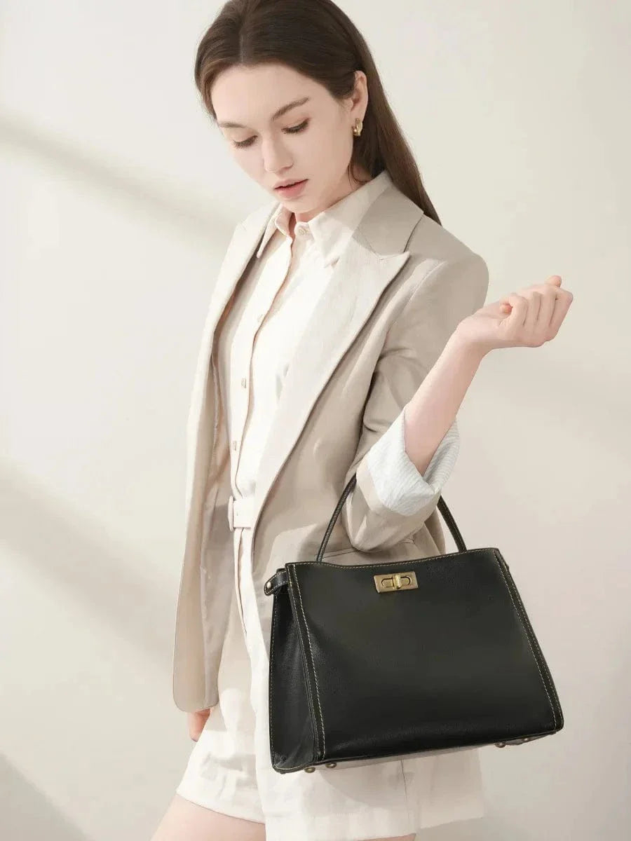 Sac trapèze en cuir lisse