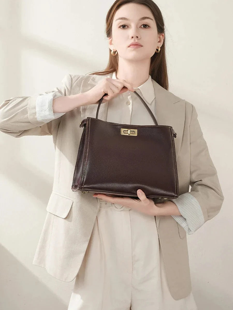 Sac trapèze en cuir lisse