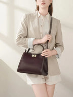 Sac trapèze en cuir lisse