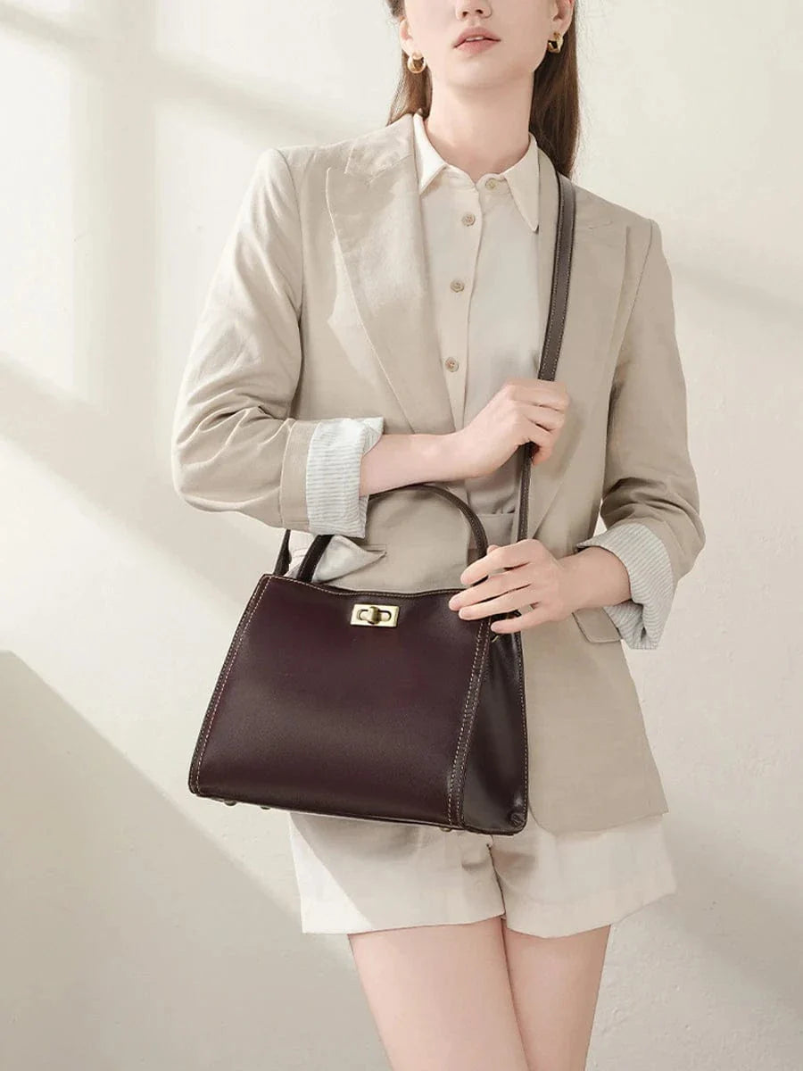 Sac trapèze en cuir lisse