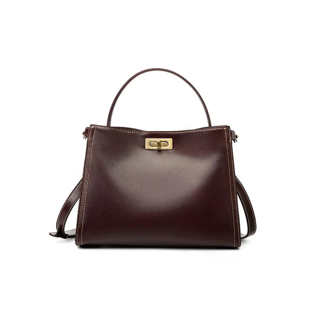 Sac trapèze en cuir lisse Café