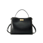 Sac trapèze en cuir lisse Noir