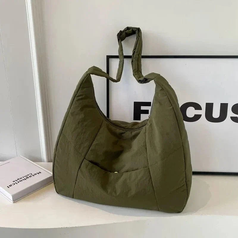 Trendy Women's Soft Cloth Shoulder Bag Solid Color Student 2025 Spring Y2k Casual Style Big Handbags Crossbody Bags for Women Green