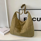Trendy Women's Soft Cloth Shoulder Bag Solid Color Student 2025 Spring Y2k Casual Style Big Handbags Crossbody Bags for Women Khaki