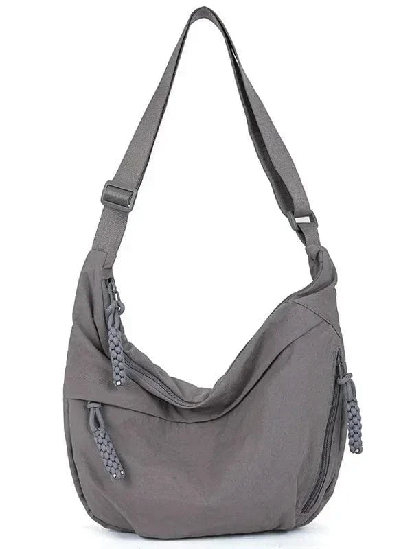 Trendy Women's Soft Cloth Shoulder Bag Solid Color Student Casual Style Big Handbags Crossbody Bags for Women Shoulder Hobos Bag GRAY