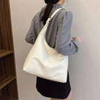 Vintage Large Capacity Shoulder Bag for Women with Soft Solid Crossbody Bag Retro Tote Bag For Commute
