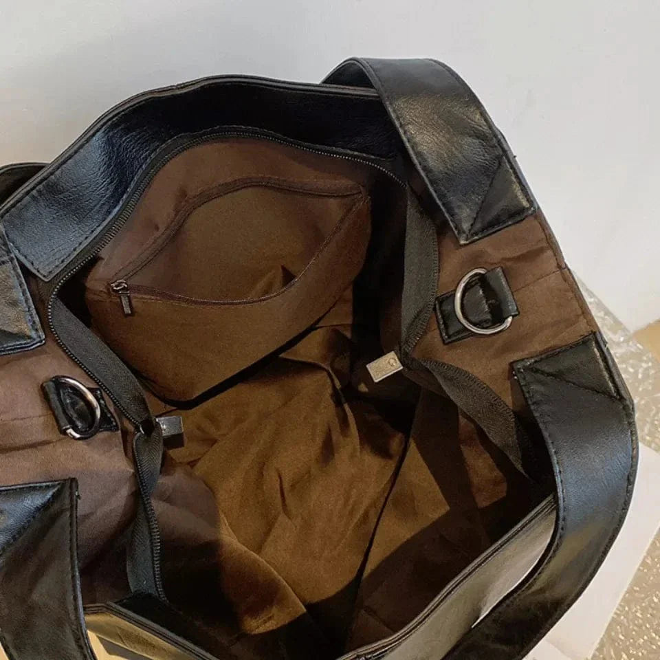 VONMONAN Fashion Big PU Leather Tote Bag for Women Trendy Female Simple Large High Capacity Retro Shoulder Side Bag Handbags