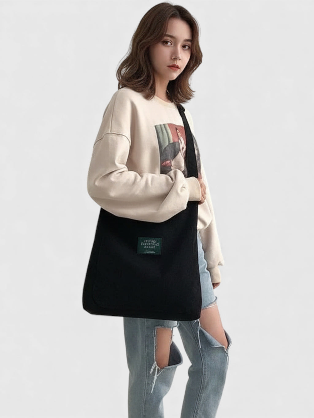 Sac hobo en velours côtelé et zippé - Le Cocooning