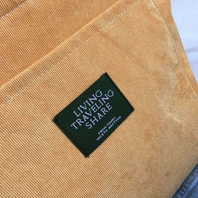 Women Corduroy Shoulder Bag Female Canvas Crossbody Purse Simple Cloth Fabric Handbag Tote Solid Zipper Messenger Bags For Girls